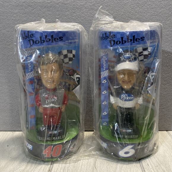 Mark Martin Pfizer & Sterling Marlin Bobble Dobbles Bobblehead New 2001 NASCAR - Picture 1 of 7